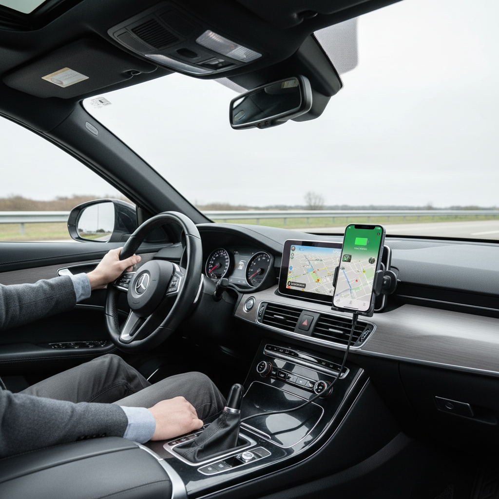 Wireless Car Charger in Use